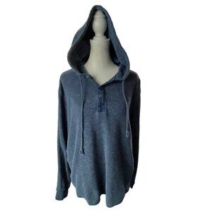 LUCKY BRAND Top Thermal Long Sleeve Hooded Blue M 78-20